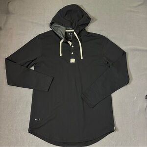 Bylt Black Drop Cut Hooded Henley Mens Medium